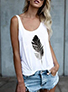 Women's Feather-Themed Tank Top - Extra Length / 2.5
